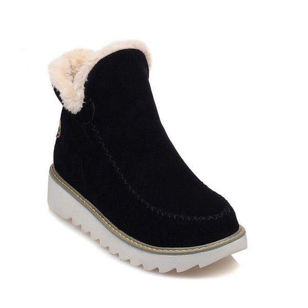 ODETTE — Women's Faux Fur Collar Wedge Ankle Boots