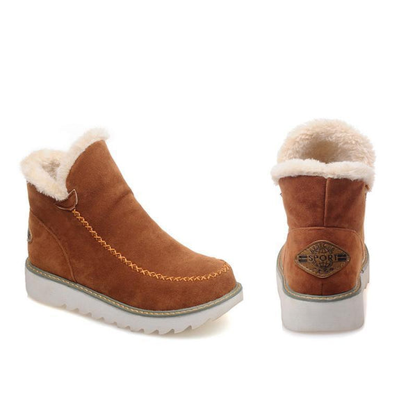 ODETTE — Women's Faux Fur Collar Wedge Ankle Boots