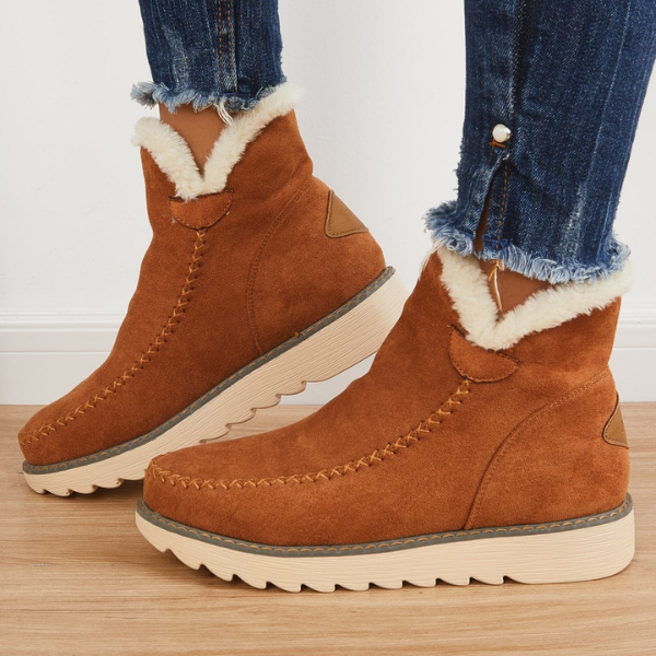 ODETTE — Women's Faux Fur Collar Wedge Ankle Boots