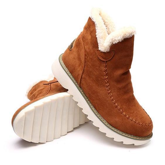ODETTE — Women's Faux Fur Collar Wedge Ankle Boots