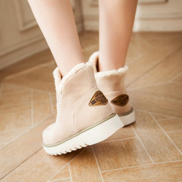 ODETTE — Women's Faux Fur Collar Wedge Ankle Boots