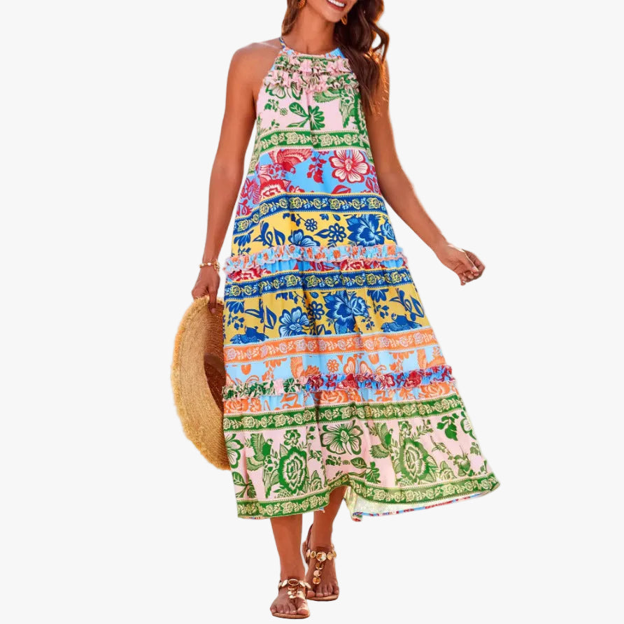 SERAPHINE — Women's Halter Neck Tiered Maxi Dress