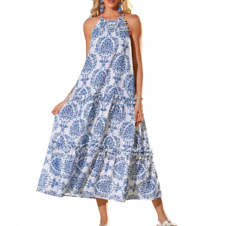 SERAPHINE — Women's Halter Neck Tiered Maxi Dress