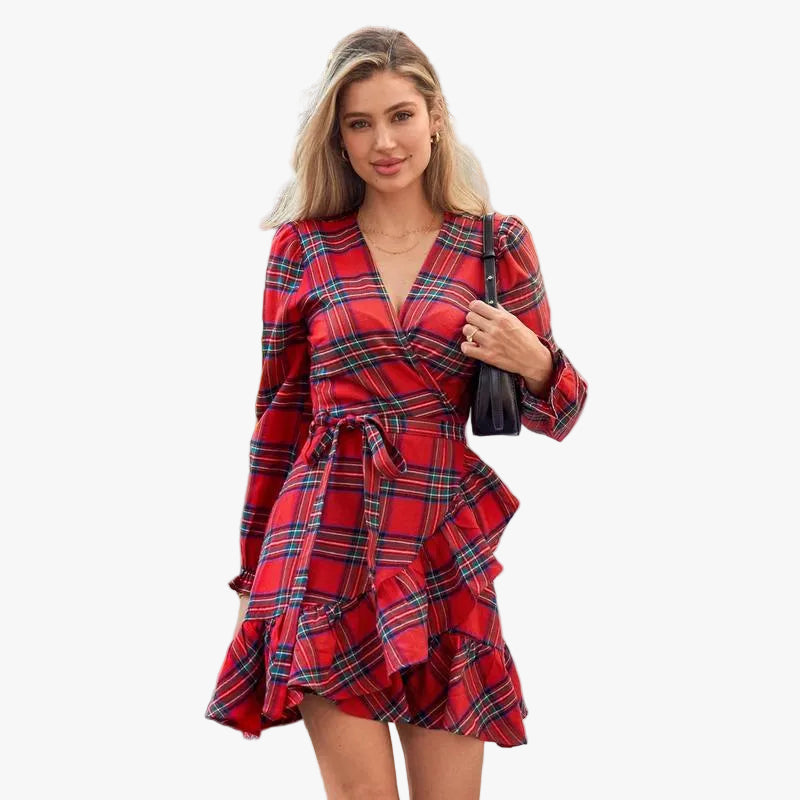 DELPHINE — Women's Tie-Waist Ruffle Mini Dress